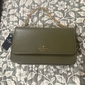 Kate Spade Sage Green Shoulder Bag with Gold Chain NWT
